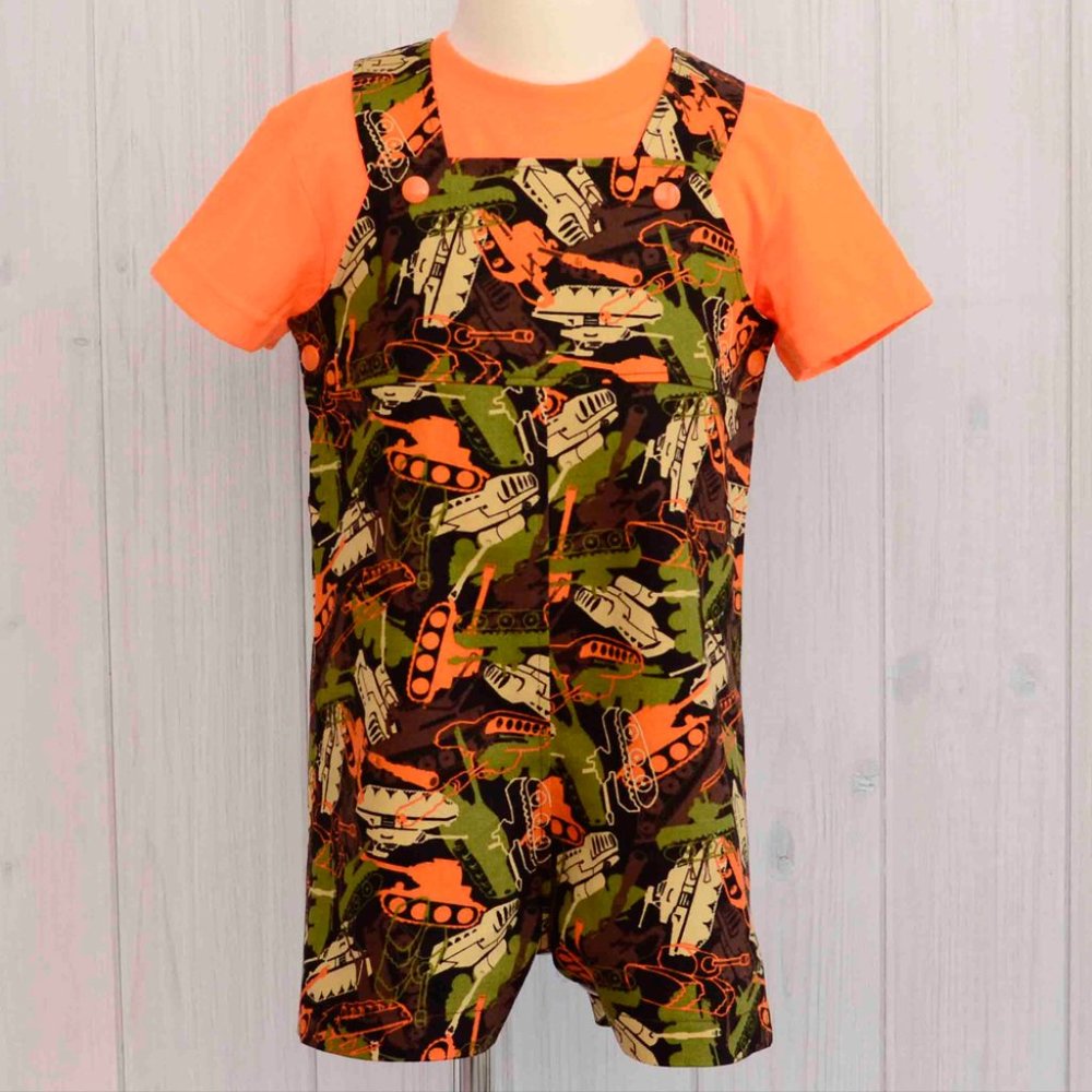 Army Tanks Overalls Shorts Romper for Boys